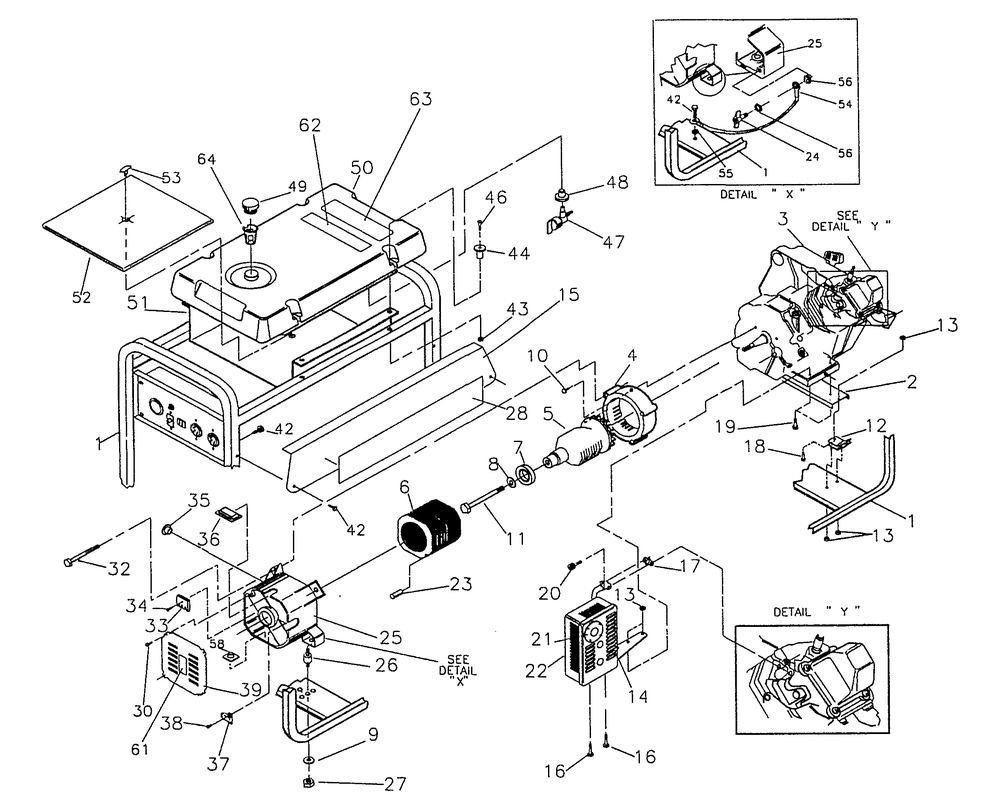 Generator Diagram and Parts List for 0487-0-GN4,500  Briggs and Stratton Generator